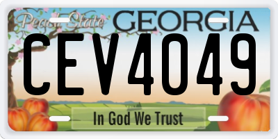 GA license plate CEV4049