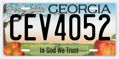 GA license plate CEV4052