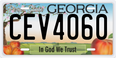 GA license plate CEV4060