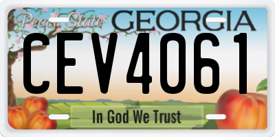 GA license plate CEV4061