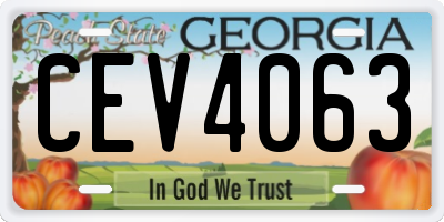 GA license plate CEV4063