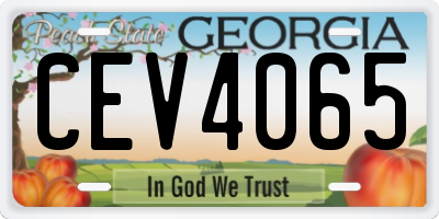GA license plate CEV4065