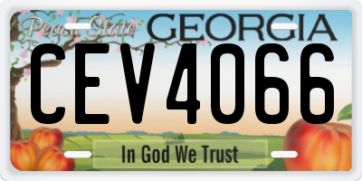 GA license plate CEV4066