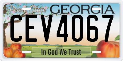 GA license plate CEV4067