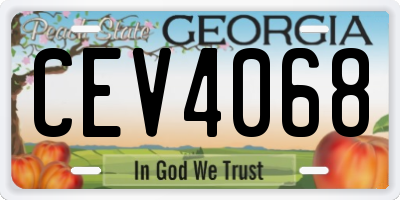 GA license plate CEV4068
