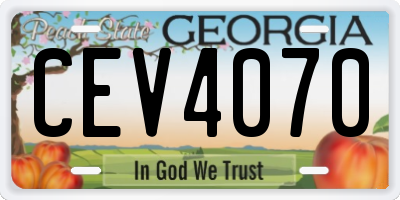 GA license plate CEV4070