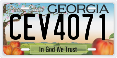 GA license plate CEV4071