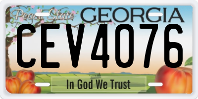 GA license plate CEV4076