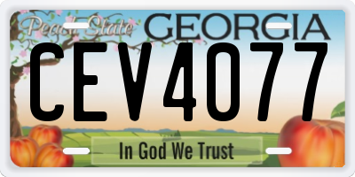 GA license plate CEV4077