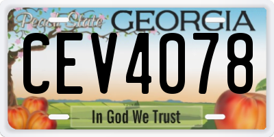 GA license plate CEV4078