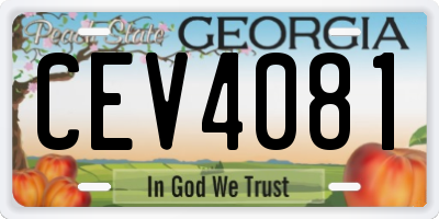 GA license plate CEV4081