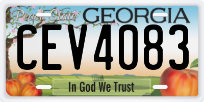 GA license plate CEV4083
