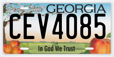 GA license plate CEV4085
