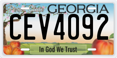 GA license plate CEV4092