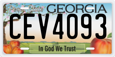 GA license plate CEV4093