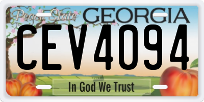 GA license plate CEV4094