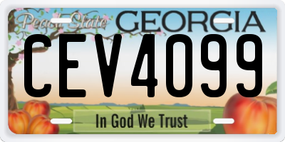 GA license plate CEV4099