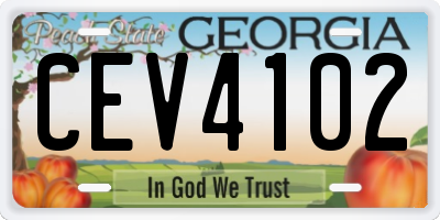 GA license plate CEV4102