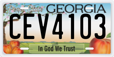 GA license plate CEV4103