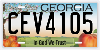GA license plate CEV4105