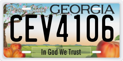 GA license plate CEV4106