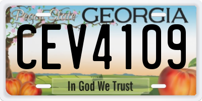GA license plate CEV4109