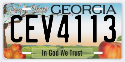GA license plate CEV4113