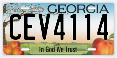 GA license plate CEV4114