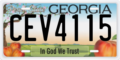 GA license plate CEV4115