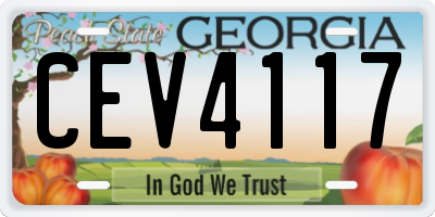 GA license plate CEV4117