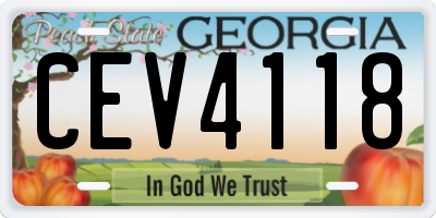 GA license plate CEV4118