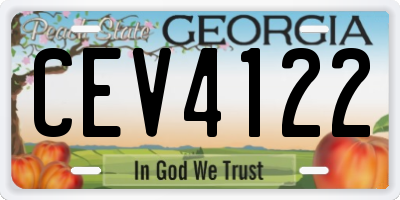 GA license plate CEV4122