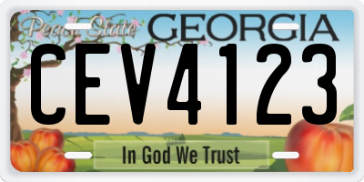 GA license plate CEV4123