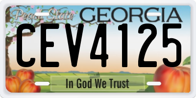 GA license plate CEV4125