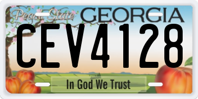 GA license plate CEV4128
