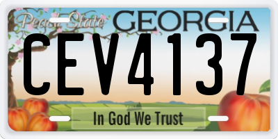 GA license plate CEV4137
