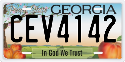 GA license plate CEV4142