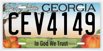 GA license plate CEV4149