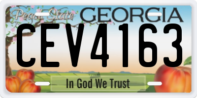 GA license plate CEV4163