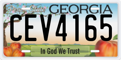 GA license plate CEV4165