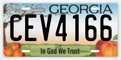 GA license plate CEV4166