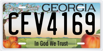 GA license plate CEV4169
