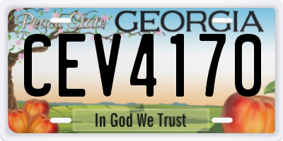 GA license plate CEV4170