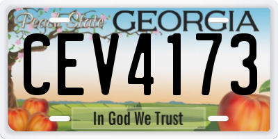 GA license plate CEV4173