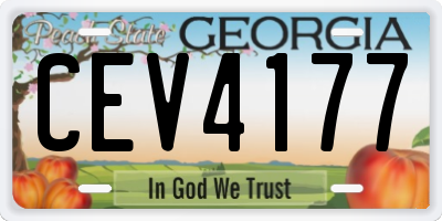 GA license plate CEV4177