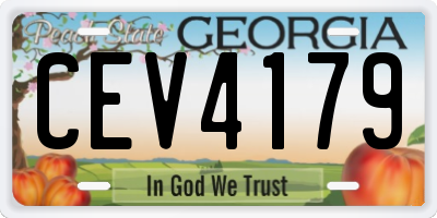 GA license plate CEV4179