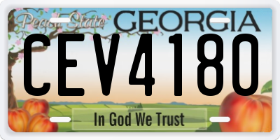 GA license plate CEV4180