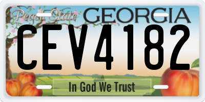 GA license plate CEV4182