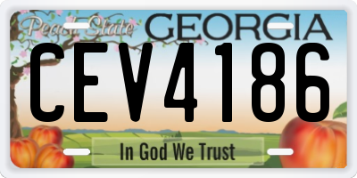 GA license plate CEV4186