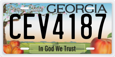 GA license plate CEV4187